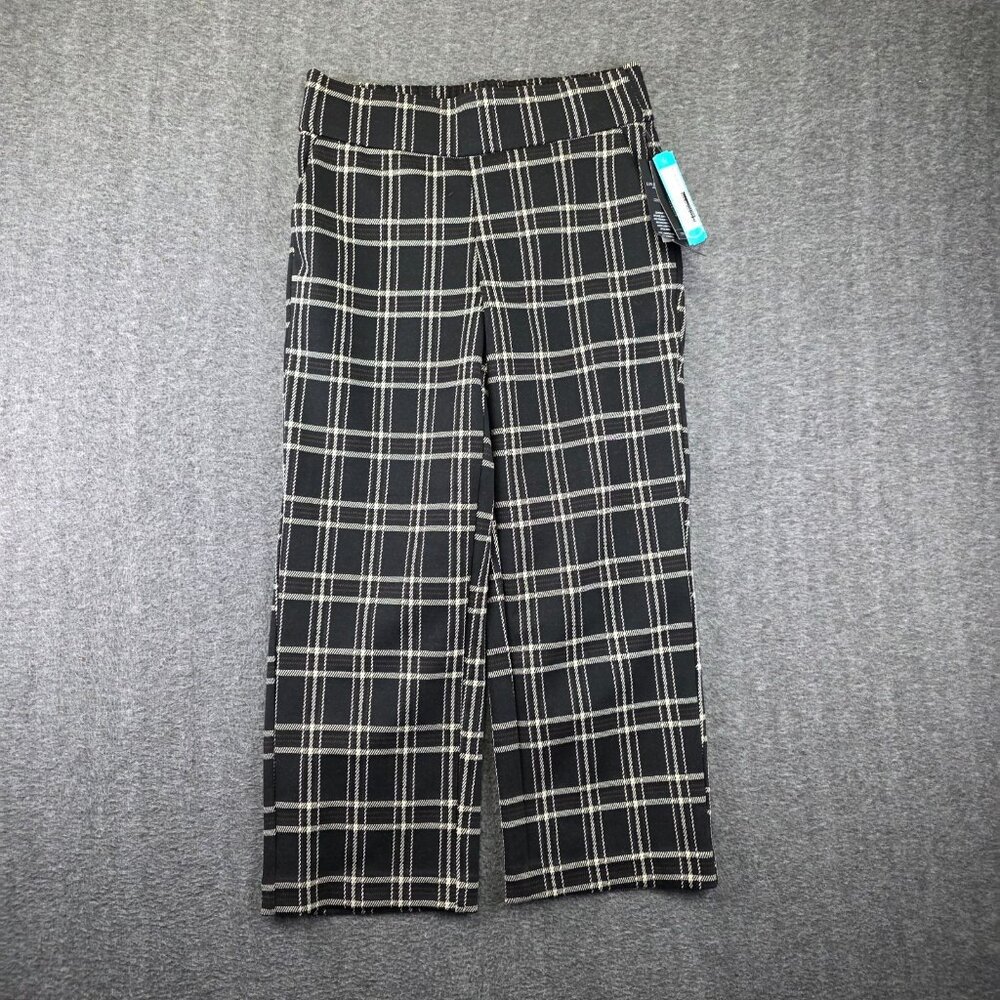 Liverpool Los Angeles Women's Black Mabel Plaid Pull-On Ankle Pants Size S
